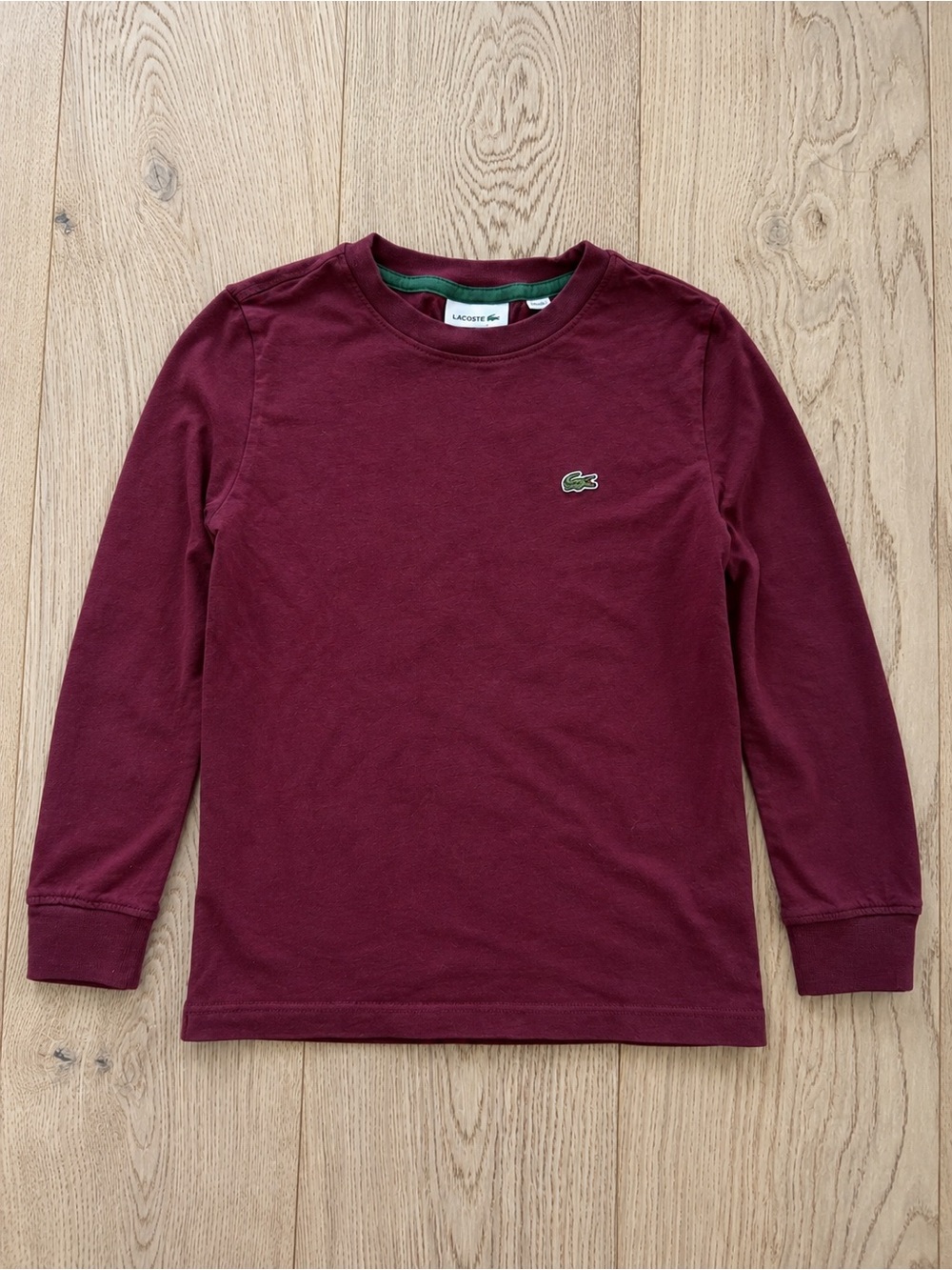 LACOSTE Kids' Long-Sleeve Crewneck Shirt - Burgundy